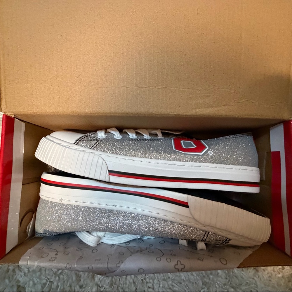 Silver Glitter Ohio State Sneakers